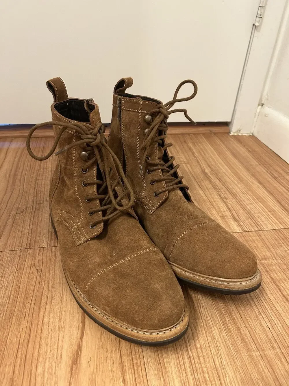 Frye Russell Chukka Tan Suede Leather Boots Men Sz 12 Lace Up Stylish Durable